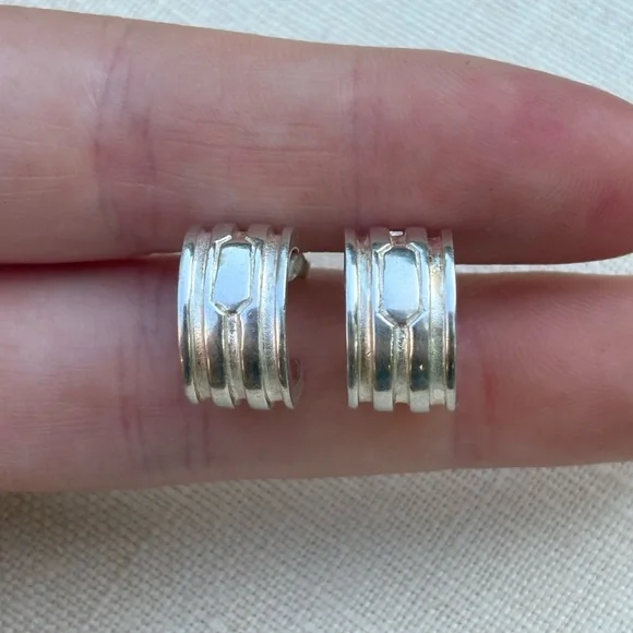 Ralph Lauren Sterling Silver Half Hoop Earrings - Picture 1 of 6